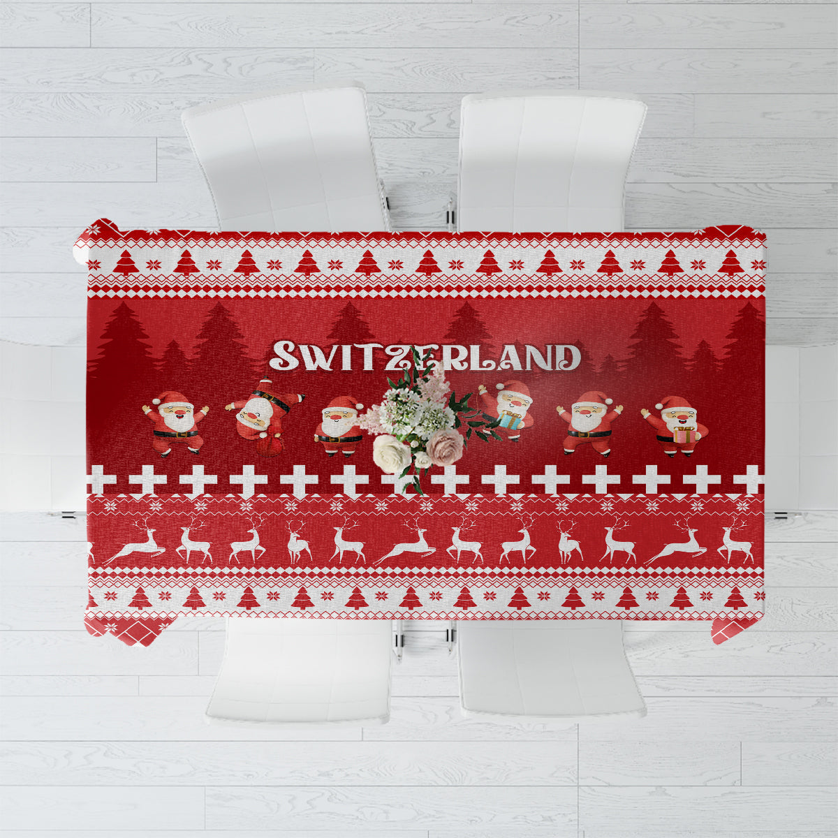 Custom Switzerland Christmas Tablecloth Merry Christmas Funny Santa Claus - Wonder Print Shop