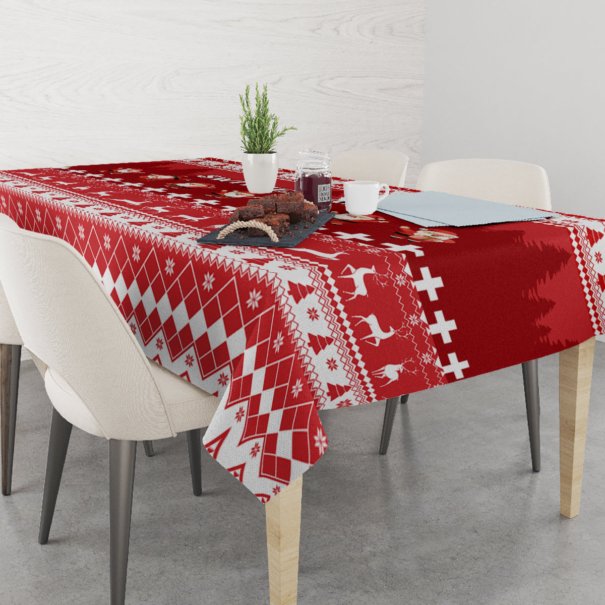 Custom Switzerland Christmas Tablecloth Merry Christmas Funny Santa Claus - Wonder Print Shop