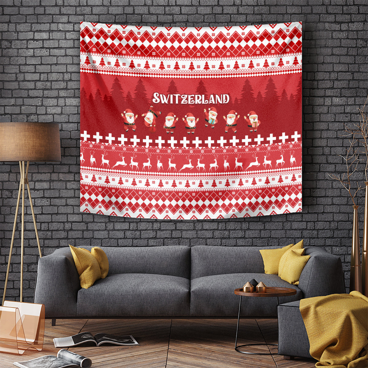 Custom Switzerland Christmas Tapestry Merry Christmas Funny Santa Claus - Wonder Print Shop