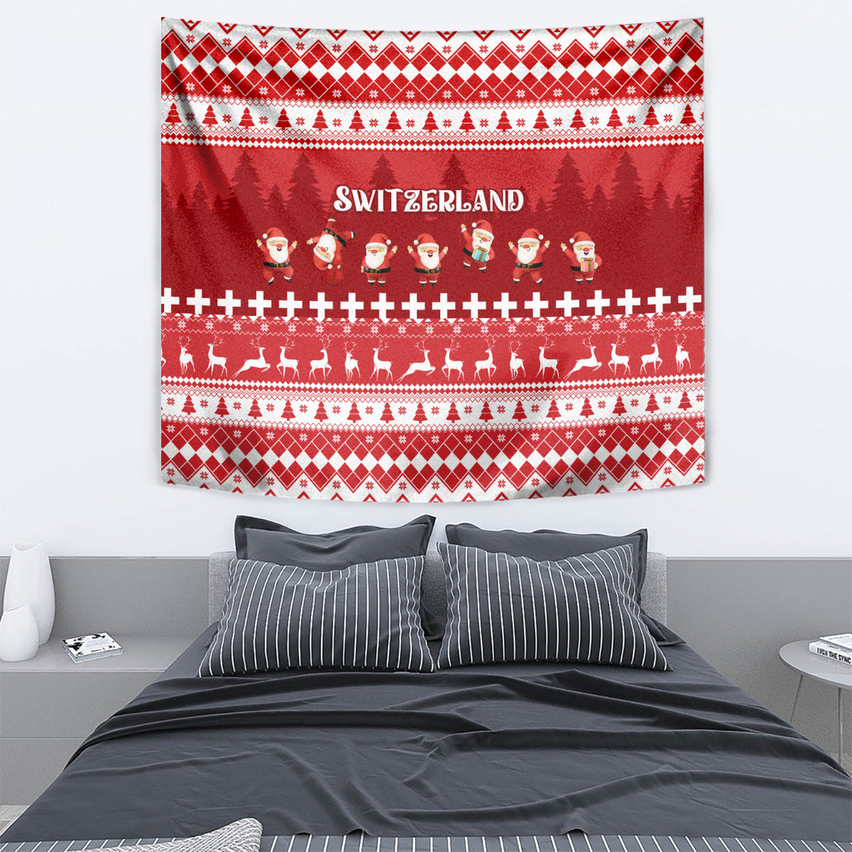Custom Switzerland Christmas Tapestry Merry Christmas Funny Santa Claus - Wonder Print Shop