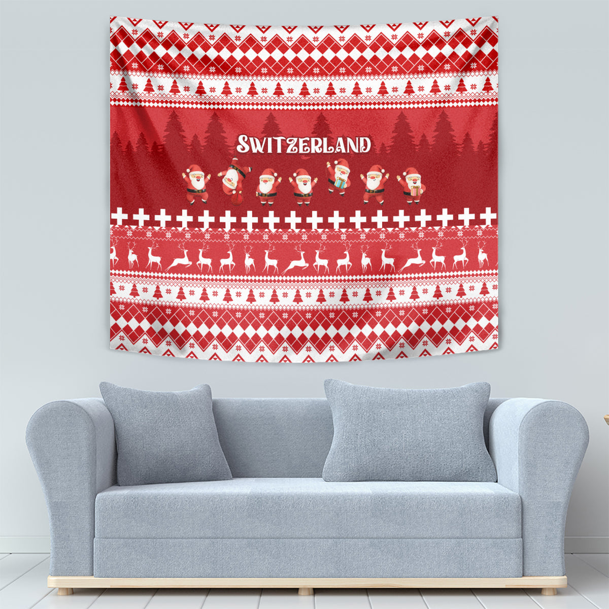 Custom Switzerland Christmas Tapestry Merry Christmas Funny Santa Claus - Wonder Print Shop