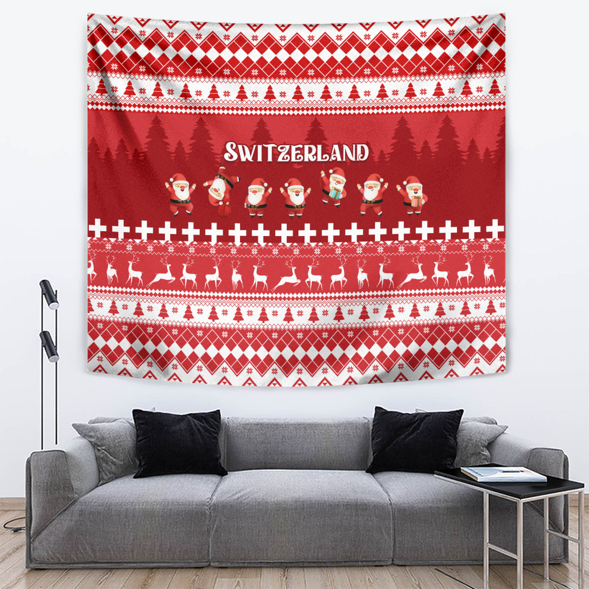 Custom Switzerland Christmas Tapestry Merry Christmas Funny Santa Claus - Wonder Print Shop