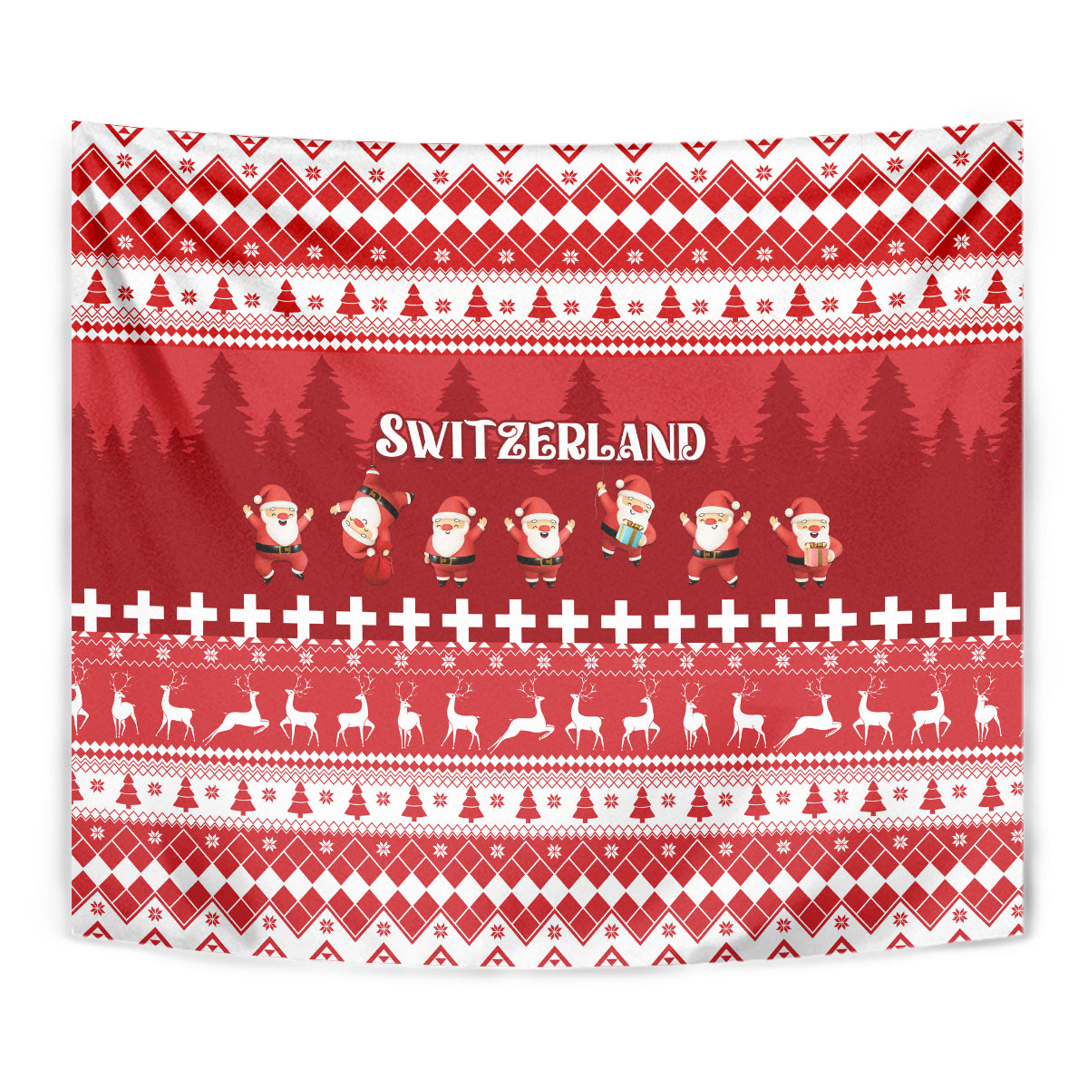 Custom Switzerland Christmas Tapestry Merry Christmas Funny Santa Claus - Wonder Print Shop