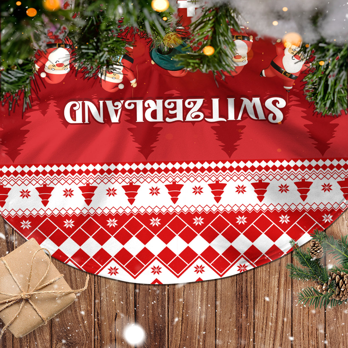 Switzerland Christmas Tree Skirt Merry Christmas Funny Santa Claus - Wonder Print Shop