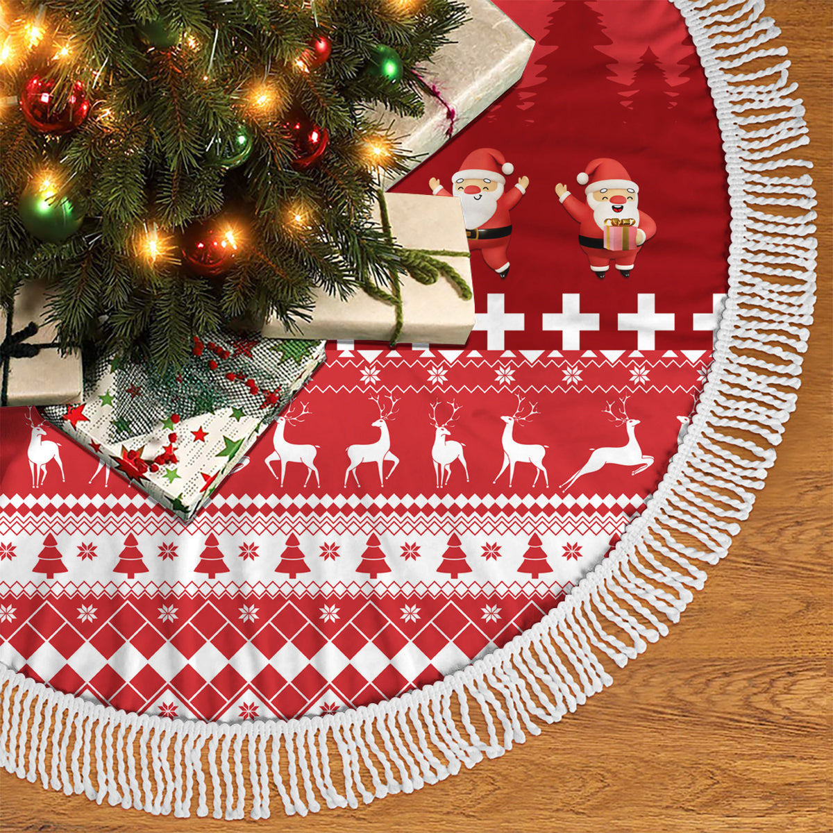 Switzerland Christmas Tree Skirt Merry Christmas Funny Santa Claus - Wonder Print Shop