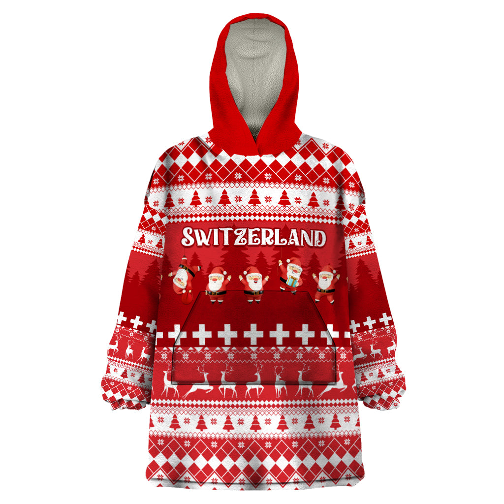 Custom Switzerland Christmas Wearable Blanket Hoodie Merry Christmas Funny Santa Claus - Wonder Print Shop