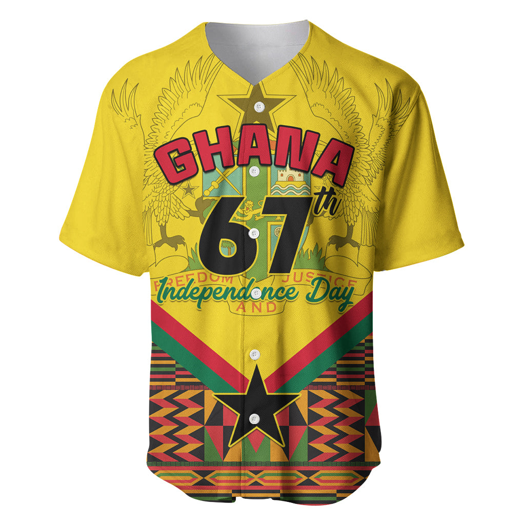 Ghana Independence Day Baseball Jersey Freedom and Justice African Pattern - Wonder Print Shop