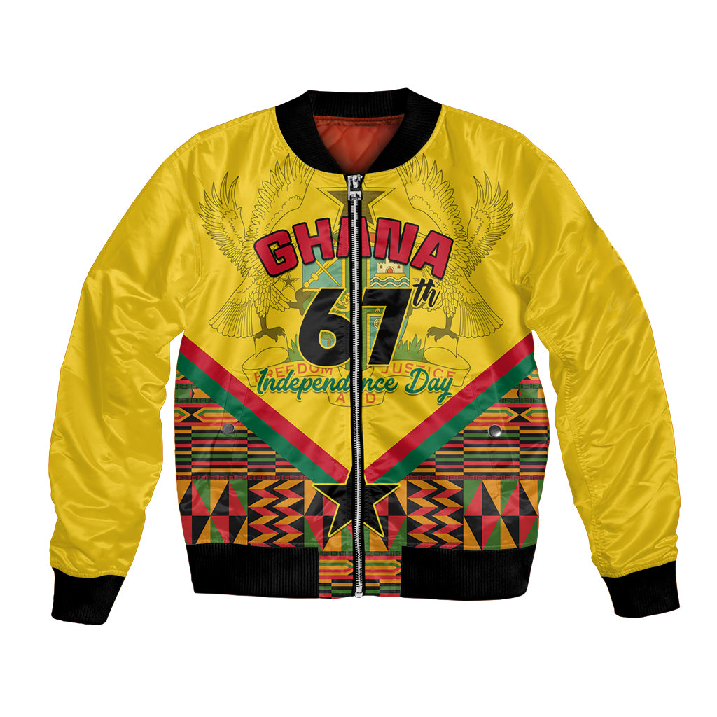 Ghana Independence Day Bomber Jacket Freedom and Justice African Pattern - Wonder Print Shop