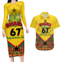 Ghana Independence Day Couples Matching Long Sleeve Bodycon Dress and Hawaiian Shirt Freedom and Justice African Pattern - Wonder Print Shop
