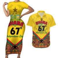 Ghana Independence Day Couples Matching Short Sleeve Bodycon Dress and Hawaiian Shirt Freedom and Justice African Pattern - Wonder Print Shop