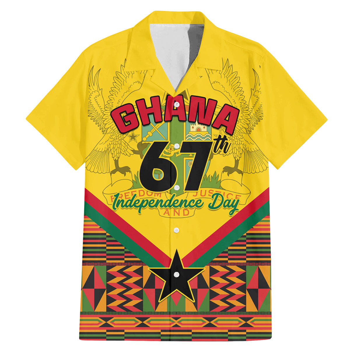 Ghana Independence Day Family Matching Mermaid Dress and Hawaiian Shirt Freedom and Justice African Pattern - Wonder Print Shop
