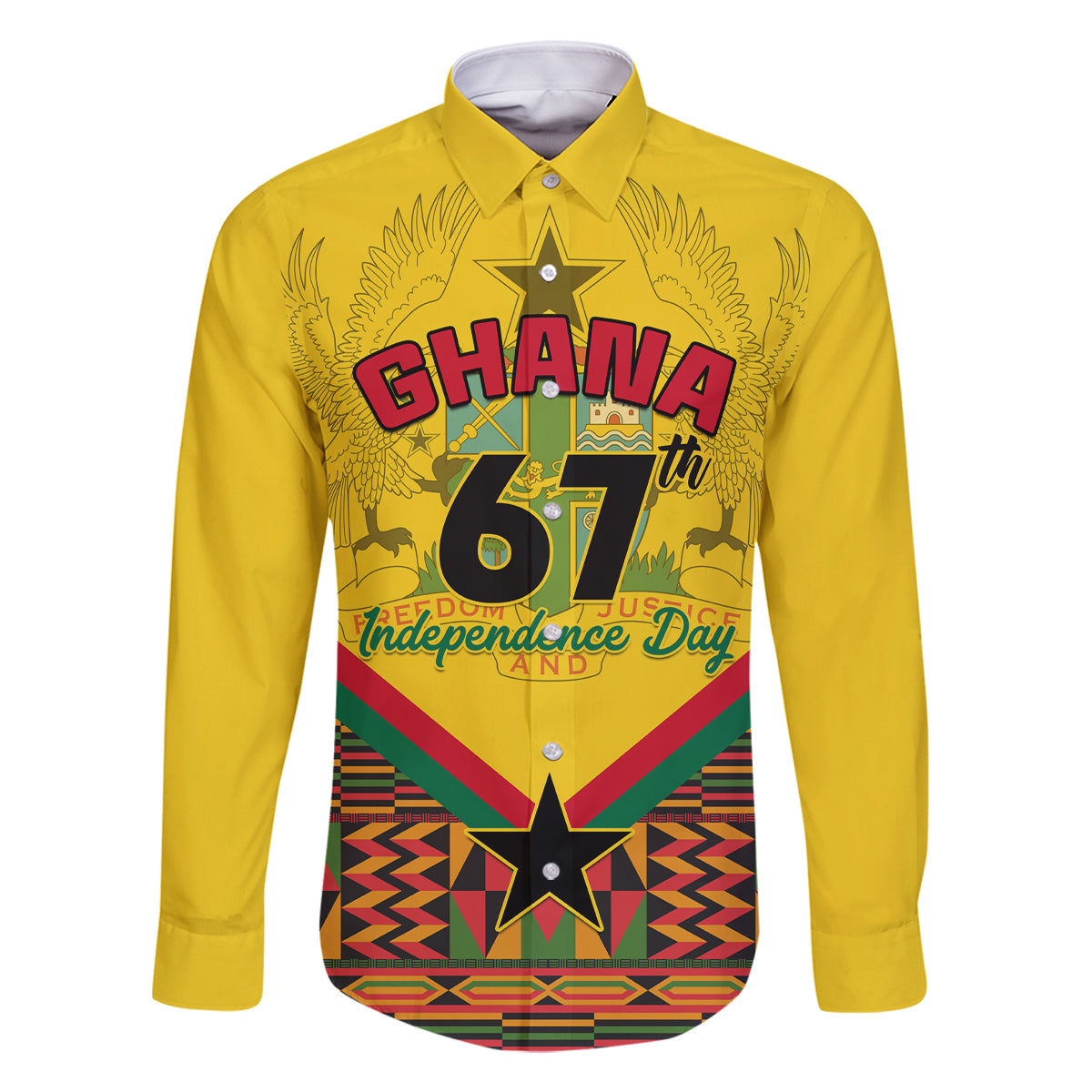 Ghana Independence Day Family Matching Off Shoulder Maxi Dress and Hawaiian Shirt Freedom and Justice African Pattern - Wonder Print Shop