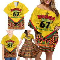 Ghana Independence Day Family Matching Off Shoulder Short Dress and Hawaiian Shirt Freedom and Justice African Pattern - Wonder Print Shop