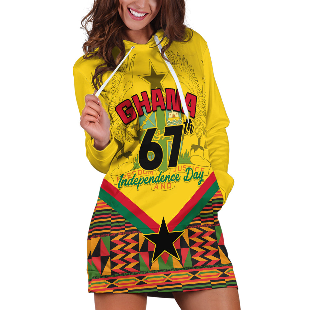 Ghana Independence Day Hoodie Dress Freedom and Justice African Pattern - Wonder Print Shop