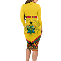 Ghana Independence Day Long Sleeve Bodycon Dress Freedom and Justice African Pattern - Wonder Print Shop