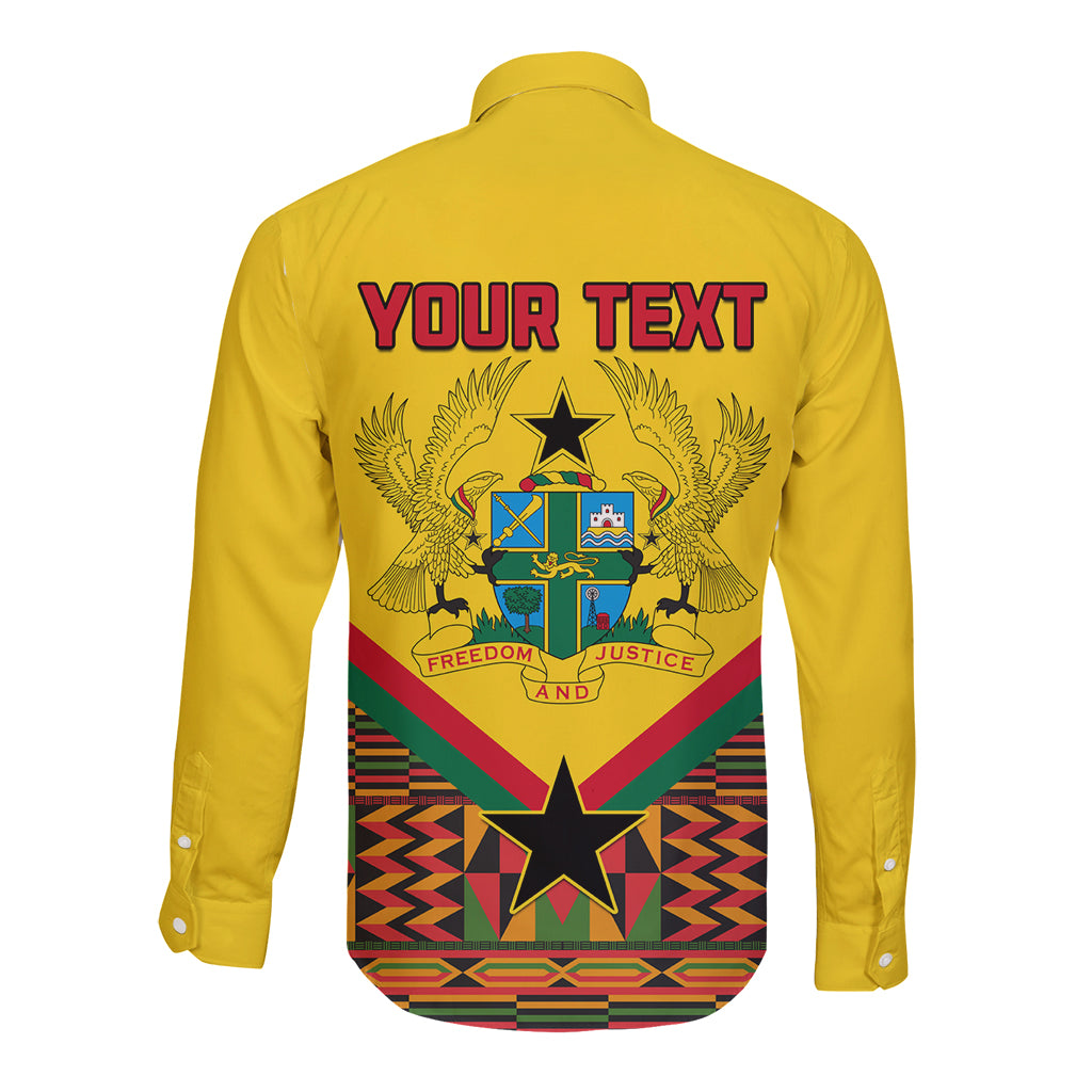 Ghana Independence Day Long Sleeve Button Shirt Freedom and Justice African Pattern - Wonder Print Shop