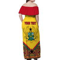 Ghana Independence Day Off Shoulder Maxi Dress Freedom and Justice African Pattern - Wonder Print Shop