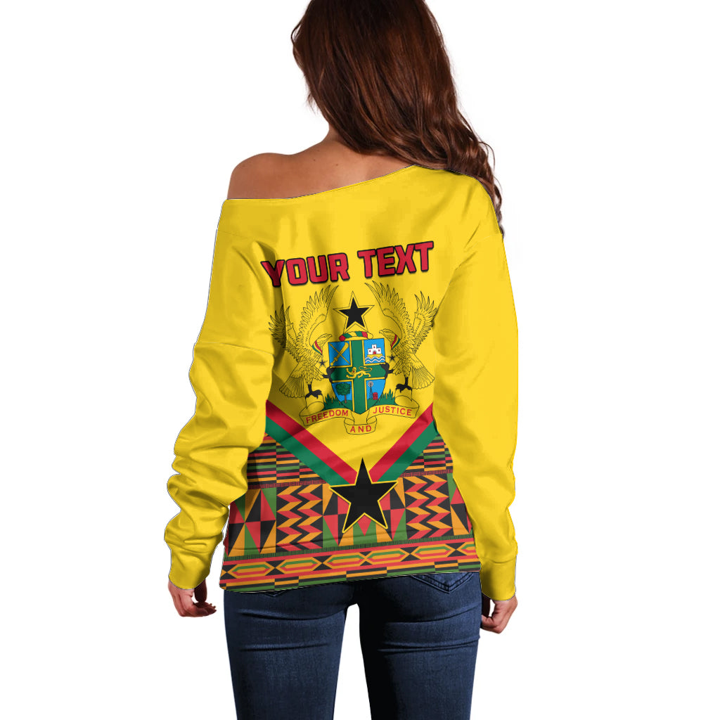 Ghana Independence Day Off Shoulder Sweater Freedom and Justice African Pattern - Wonder Print Shop