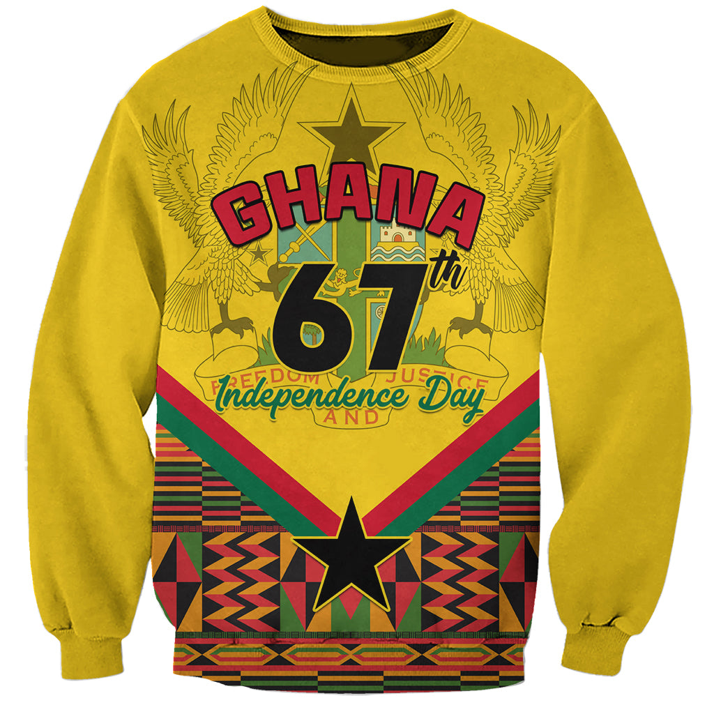 Ghana Independence Day Sweatshirt Freedom and Justice African Pattern - Wonder Print Shop