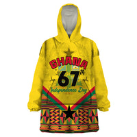 Ghana Independence Day Wearable Blanket Hoodie Freedom and Justice African Pattern - Wonder Print Shop