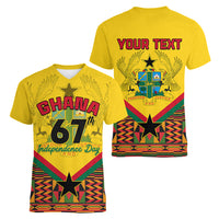 Ghana Independence Day Women V Neck T Shirt Freedom and Justice African Pattern - Wonder Print Shop