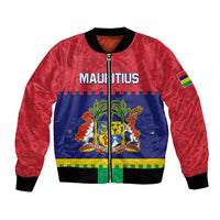 Mauritius Independence Day Bomber Jacket Stella Clavisque Maris Indici Foral Pattern - Wonder Print Shop
