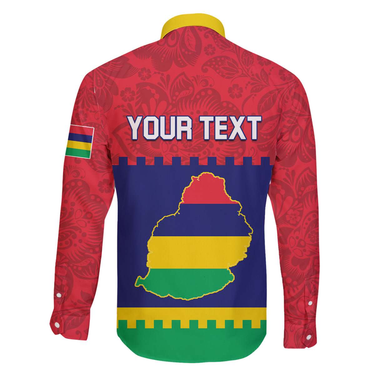 Mauritius Independence Day Family Matching Long Sleeve Bodycon Dress and Hawaiian Shirt Stella Clavisque Maris Indici Foral Pattern - Wonder Print Shop