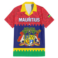 Mauritius Independence Day Family Matching Mermaid Dress and Hawaiian Shirt Stella Clavisque Maris Indici Foral Pattern - Wonder Print Shop