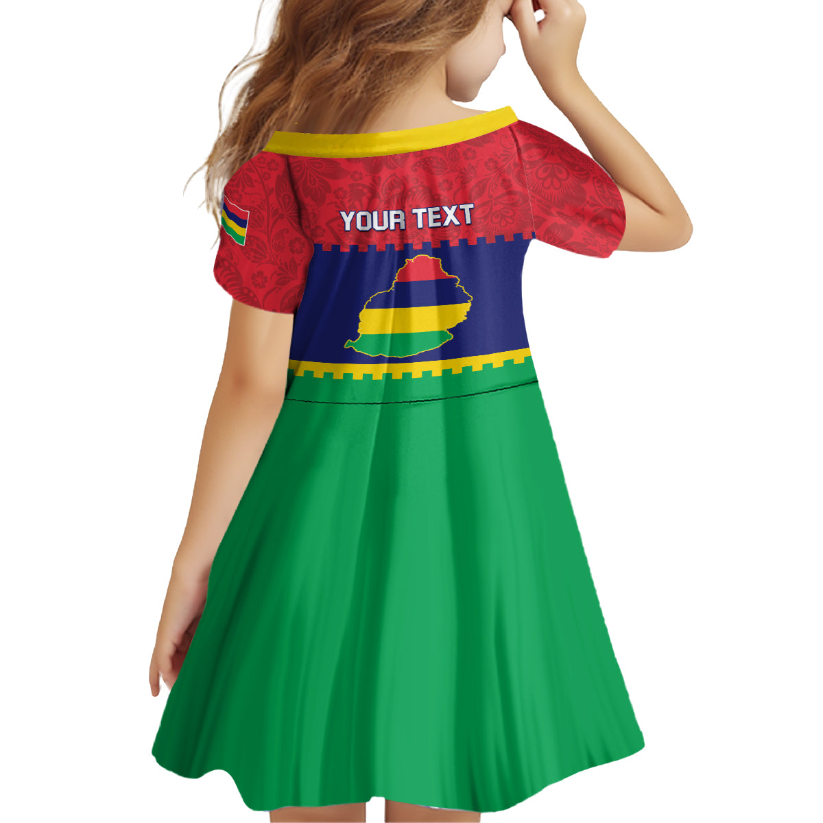 Mauritius Independence Day Family Matching Off Shoulder Short Dress and Hawaiian Shirt Stella Clavisque Maris Indici Foral Pattern - Wonder Print Shop