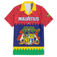 Mauritius Independence Day Family Matching Off Shoulder Short Dress and Hawaiian Shirt Stella Clavisque Maris Indici Foral Pattern - Wonder Print Shop