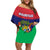 Mauritius Independence Day Family Matching Off Shoulder Short Dress and Hawaiian Shirt Stella Clavisque Maris Indici Foral Pattern - Wonder Print Shop