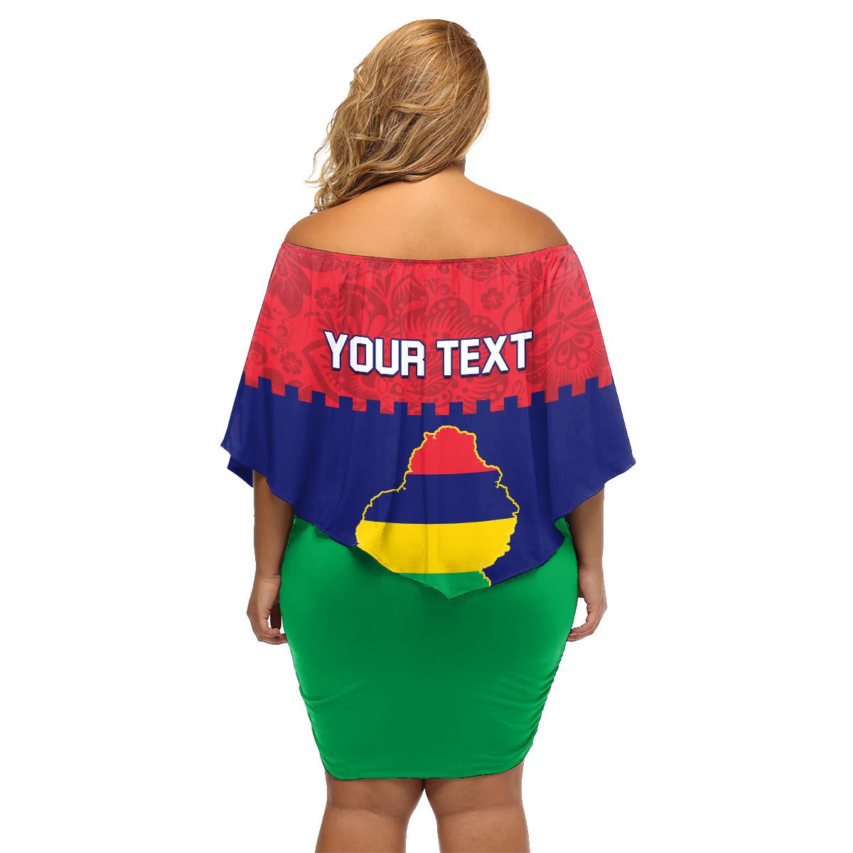 Mauritius Independence Day Family Matching Off Shoulder Short Dress and Hawaiian Shirt Stella Clavisque Maris Indici Foral Pattern - Wonder Print Shop