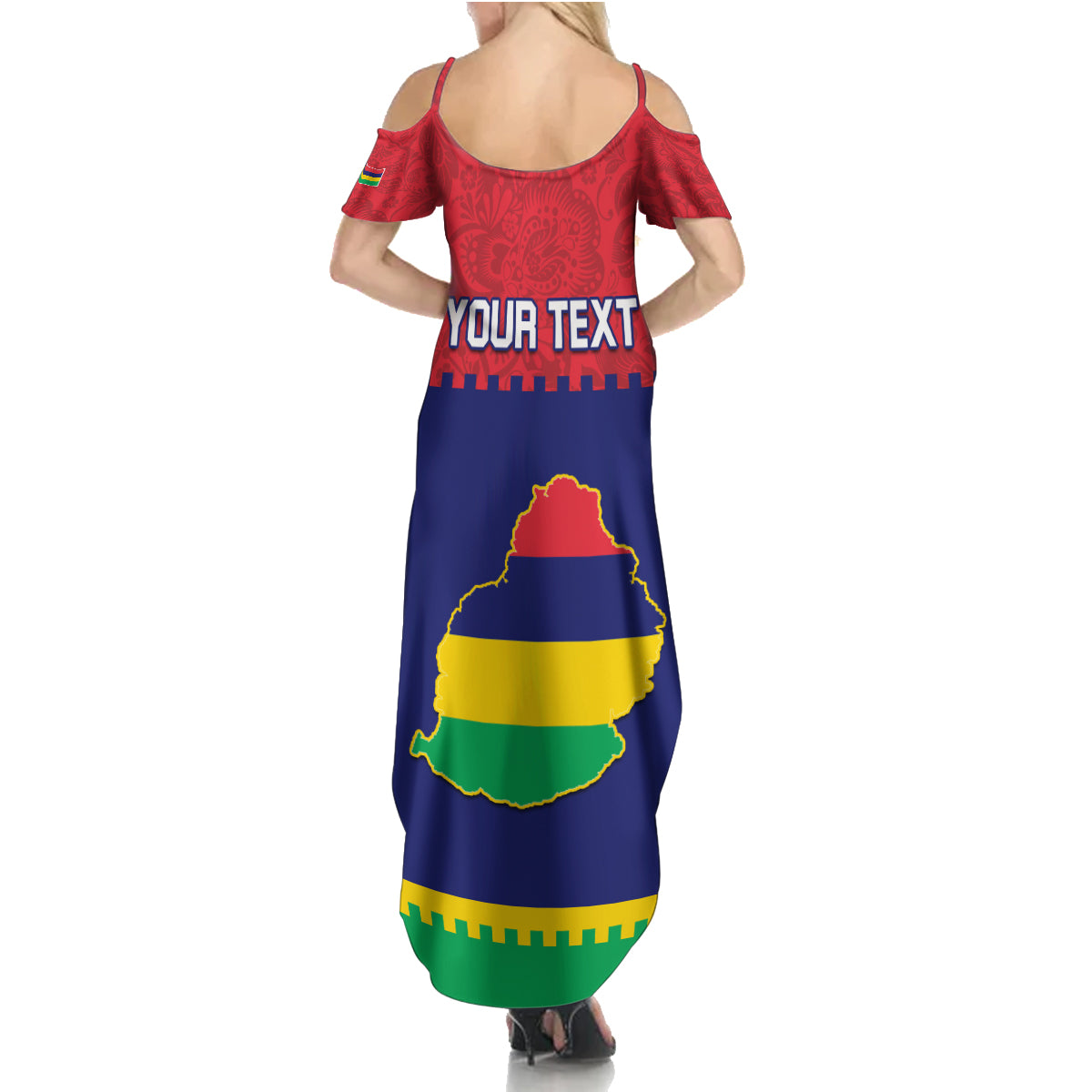 Mauritius Independence Day Family Matching Summer Maxi Dress and Hawaiian Shirt Stella Clavisque Maris Indici Foral Pattern - Wonder Print Shop