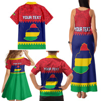 Mauritius Independence Day Family Matching Tank Maxi Dress and Hawaiian Shirt Stella Clavisque Maris Indici Foral Pattern - Wonder Print Shop