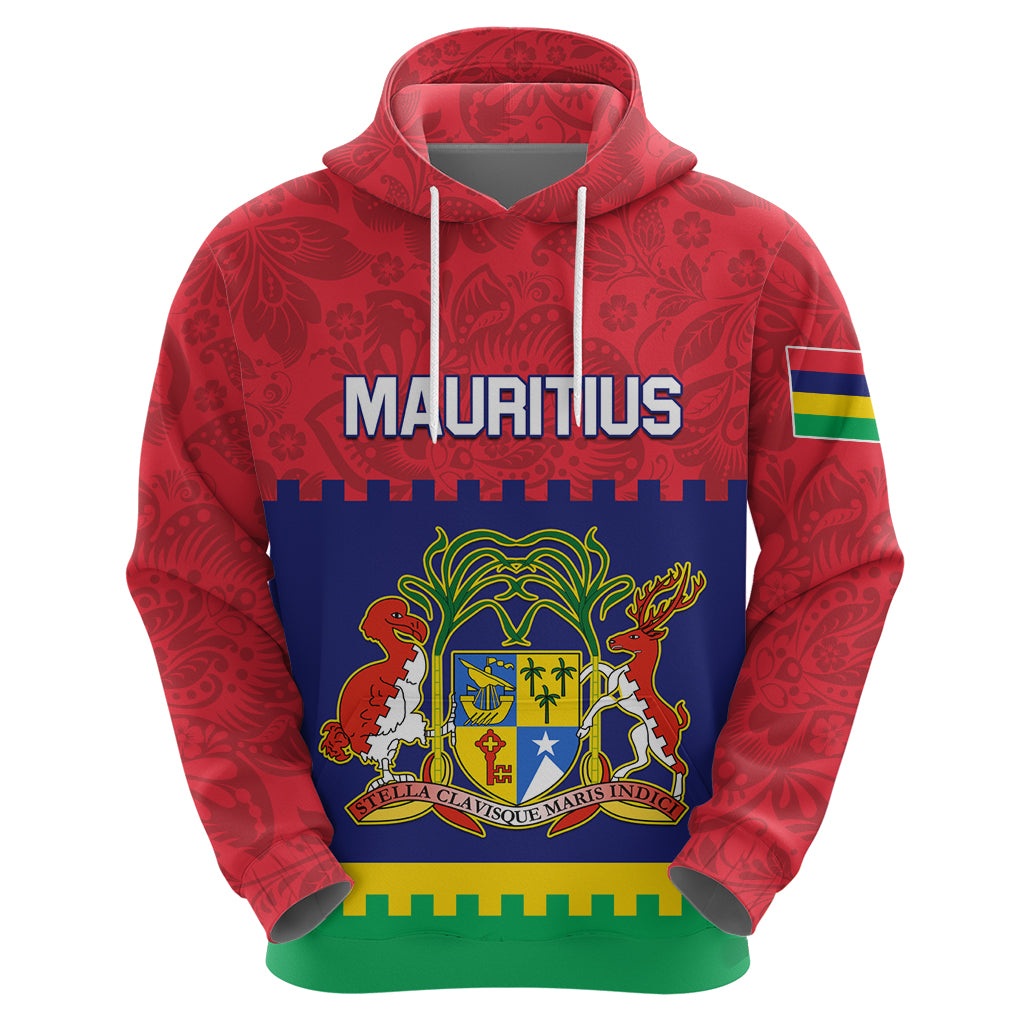 Mauritius Independence Day Hoodie Stella Clavisque Maris Indici Foral Pattern - Wonder Print Shop