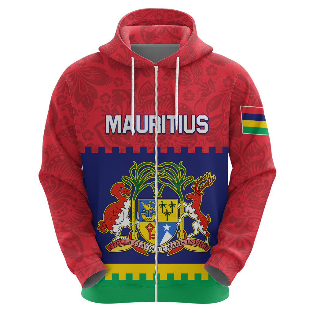Mauritius Independence Day Hoodie Stella Clavisque Maris Indici Foral Pattern - Wonder Print Shop