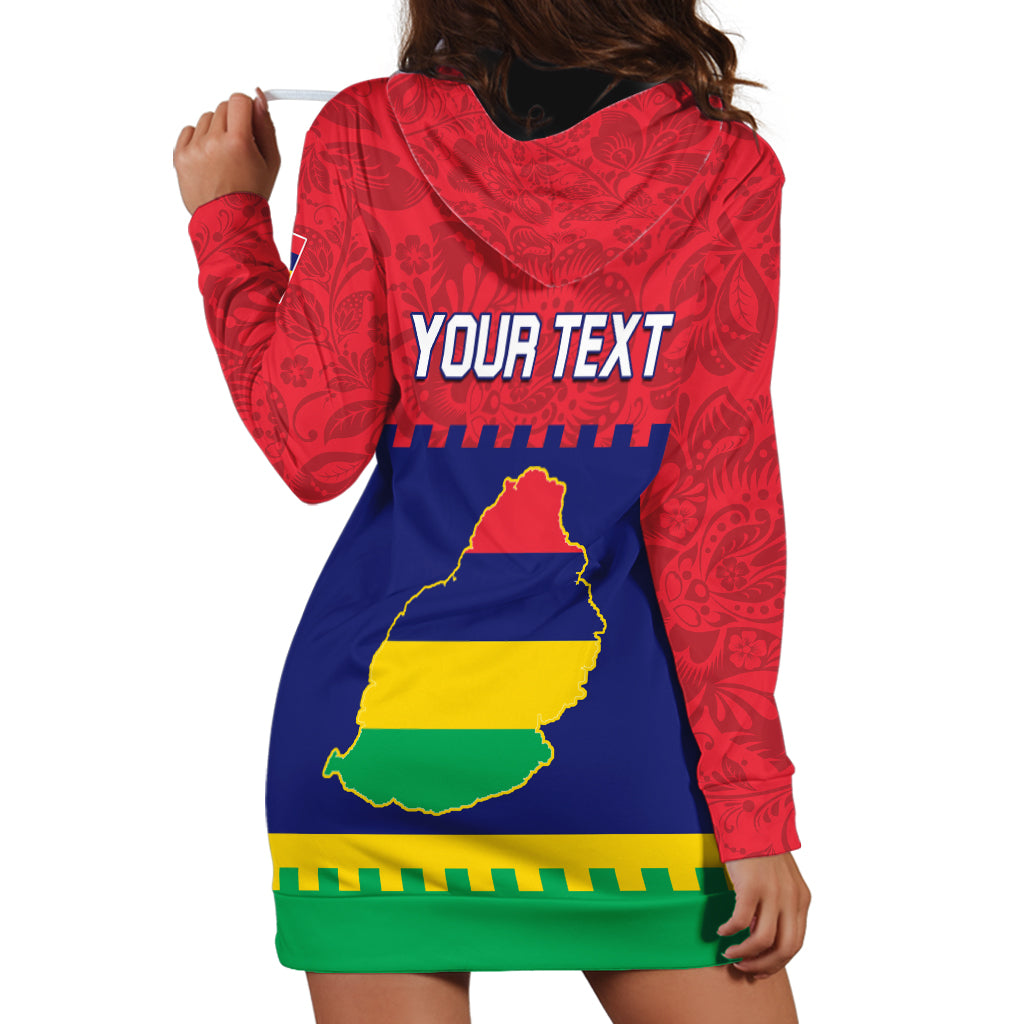 Mauritius Independence Day Hoodie Dress Stella Clavisque Maris Indici Foral Pattern - Wonder Print Shop
