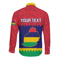 Mauritius Independence Day Long Sleeve Button Shirt Stella Clavisque Maris Indici Foral Pattern - Wonder Print Shop
