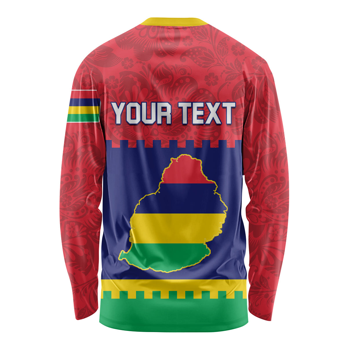 Mauritius Independence Day Long Sleeve Shirt Stella Clavisque Maris Indici Foral Pattern - Wonder Print Shop