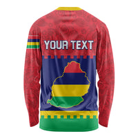 Mauritius Independence Day Long Sleeve Shirt Stella Clavisque Maris Indici Foral Pattern - Wonder Print Shop