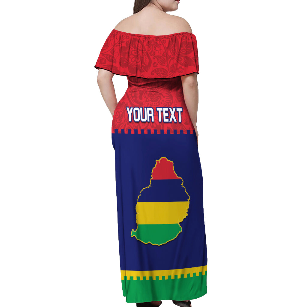 Mauritius Independence Day Off Shoulder Maxi Dress Stella Clavisque Maris Indici Foral Pattern - Wonder Print Shop