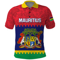 Mauritius Independence Day Polo Shirt Stella Clavisque Maris Indici Foral Pattern - Wonder Print Shop