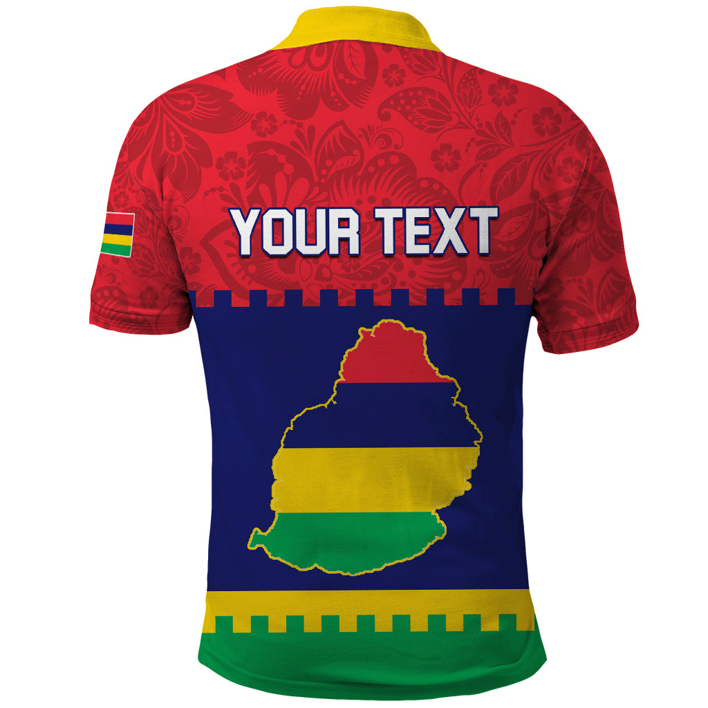 Mauritius Independence Day Polo Shirt Stella Clavisque Maris Indici Foral Pattern - Wonder Print Shop