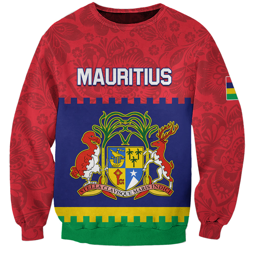 Mauritius Independence Day Sweatshirt Stella Clavisque Maris Indici Foral Pattern - Wonder Print Shop