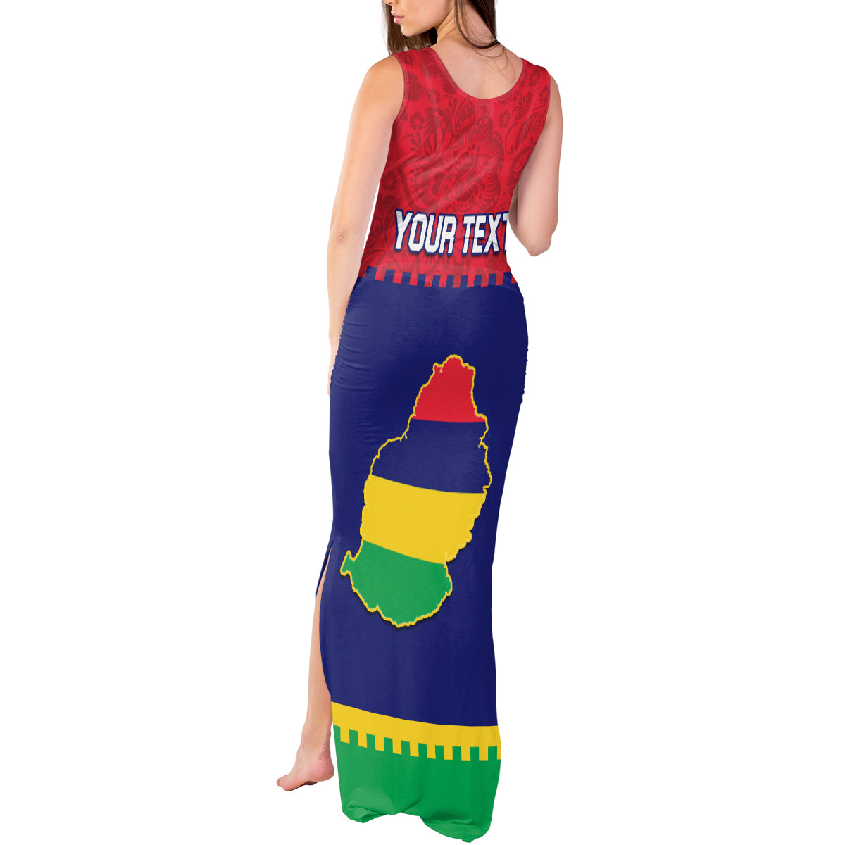 Mauritius Independence Day Tank Maxi Dress Stella Clavisque Maris Indici Foral Pattern - Wonder Print Shop