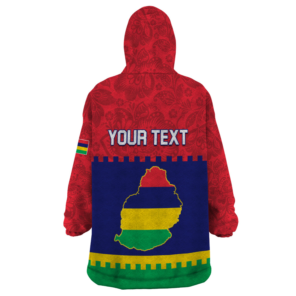 Mauritius Independence Day Wearable Blanket Hoodie Stella Clavisque Maris Indici Foral Pattern - Wonder Print Shop