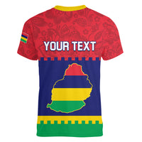 Mauritius Independence Day Women V Neck T Shirt Stella Clavisque Maris Indici Foral Pattern - Wonder Print Shop