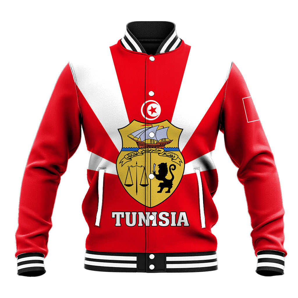 Tunisia Independence Day Baseball Jacket Coat Of Arms Flag Style - Wonder Print Shop