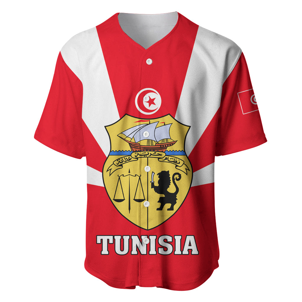 Tunisia Independence Day Baseball Jersey Coat Of Arms Flag Style - Wonder Print Shop