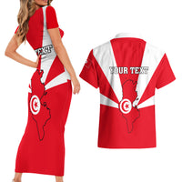 Tunisia Independence Day Couples Matching Short Sleeve Bodycon Dress and Hawaiian Shirt Coat Of Arms Flag Style - Wonder Print Shop